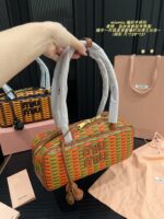 Miu Miu Woven Handle Bag With Contrasting Colour Pendant Casual Holiday Shopping Tote - Image 4