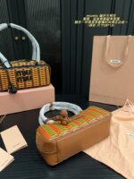 Miu Miu Woven Handle Bag With Contrasting Colour Pendant Casual Holiday Shopping Tote - Image 8