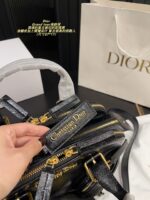 Dior Grand Tour Bowling Bag Oil-Waxed Leather Pleated Vintage-Wash Crossbody Bag Generous Capacity Stylish - Image 5