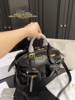Dior Grand Tour Bowling Bag Oil-Waxed Leather Pleated Vintage-Wash Crossbody Bag Generous Capacity Stylish - Image 8