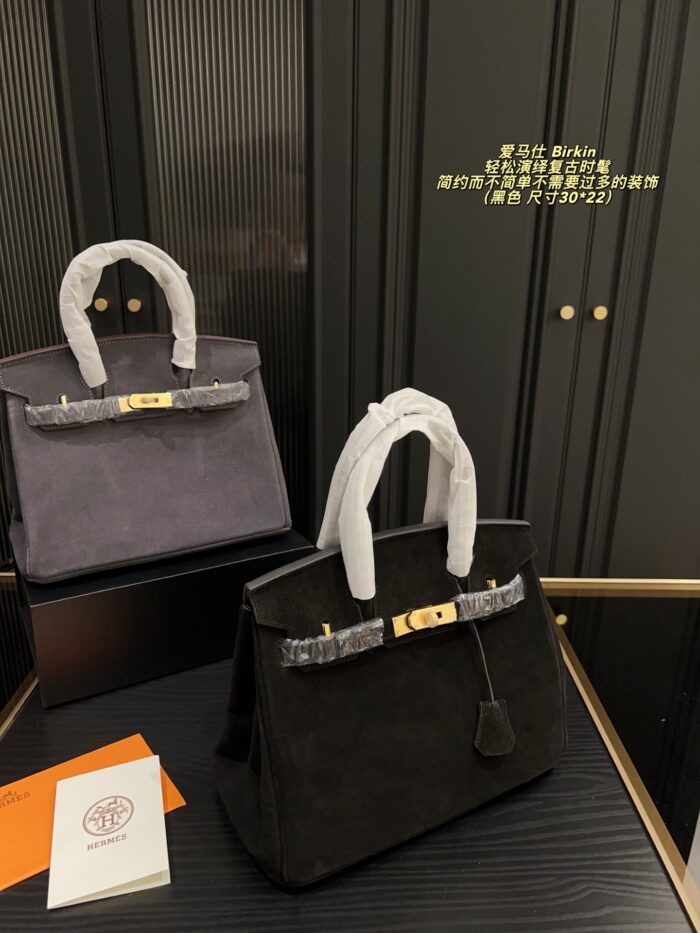 Hermes Birkin Suede Platinum Bag Retro Chic, Structured, Minimalist - Image 3