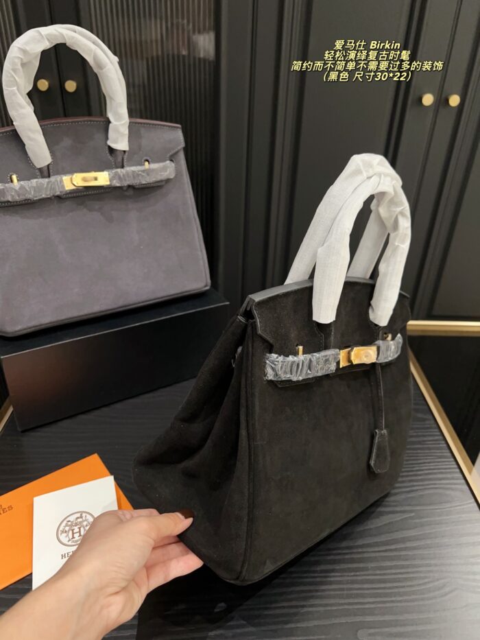 Hermes Birkin Suede Platinum Bag Retro Chic, Structured, Minimalist - Image 9