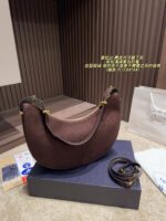 Prada Suede Crescent Underarm Bag Retro Chic Structured Silhouette Minimalist Design - Image 2