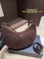 Prada Suede Crescent Underarm Bag Retro Chic Structured Silhouette Minimalist Design - Image 3