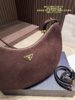 Prada Suede Crescent Underarm Bag Retro Chic Structured Silhouette Minimalist Design - Image 5