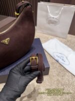 Prada Suede Crescent Underarm Bag Retro Chic Structured Silhouette Minimalist Design - Image 9
