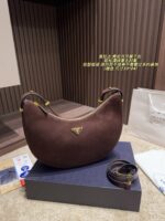Prada Suede Crescent Underarm Bag Retro Chic Structured Silhouette Minimalist Design - Image 10