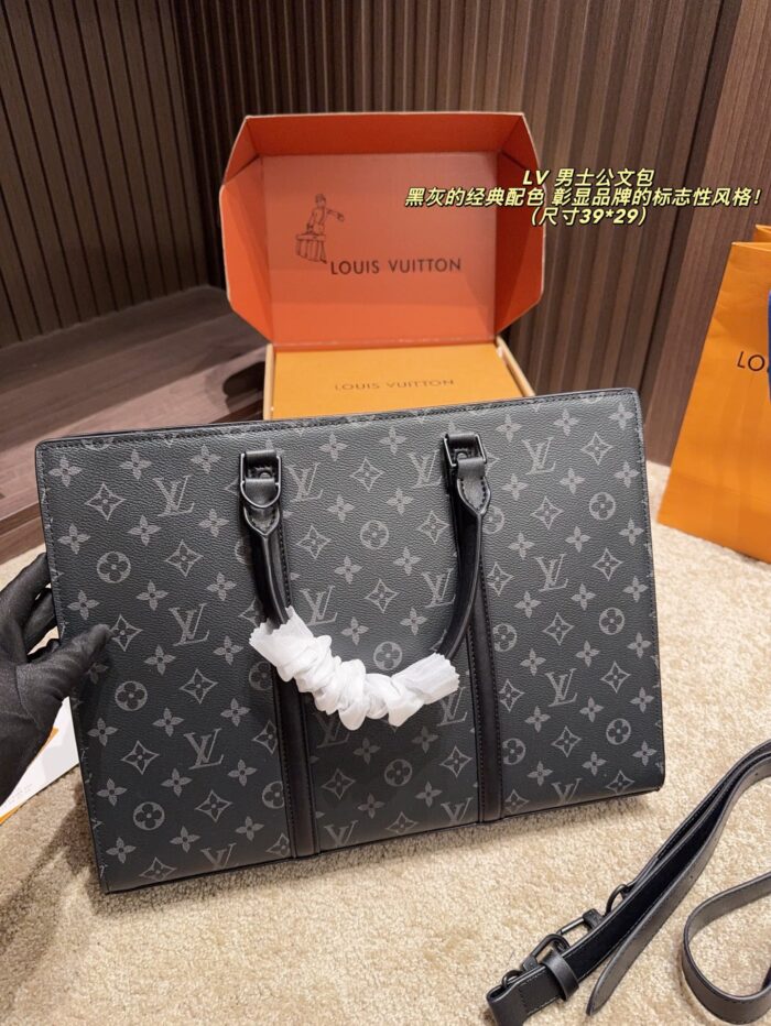 Louis Vuitton Briefcase Black-Grey Subtle Logo Sophisticated And Elegant, Stylish And Refined - Image 2