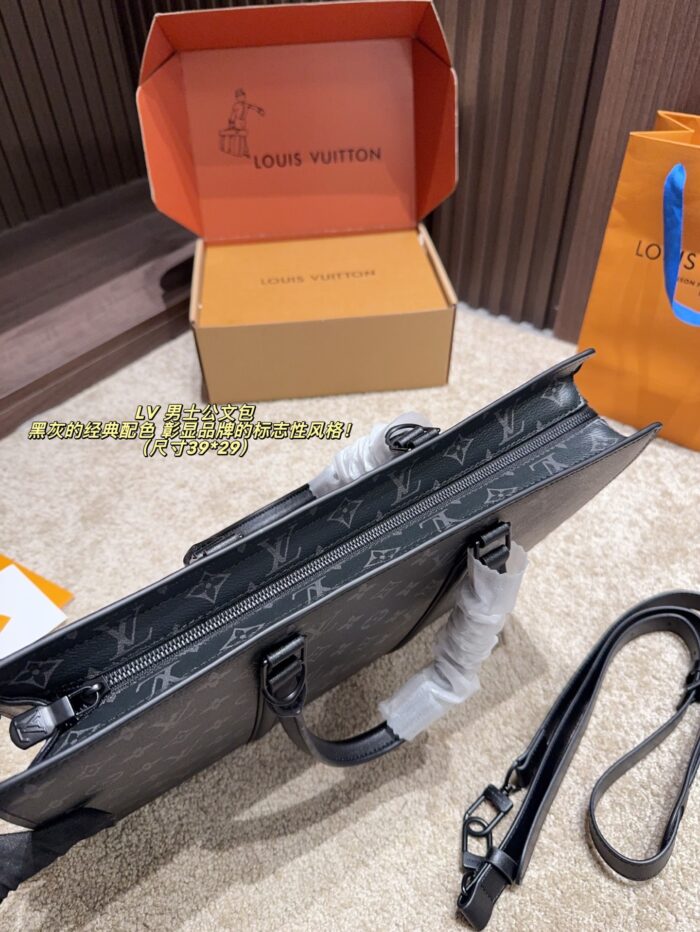 Louis Vuitton Briefcase Black-Grey Subtle Logo Sophisticated And Elegant, Stylish And Refined - Image 6