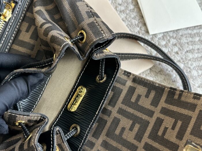 Fendi Replica Edition Calfskin Monogram Backpack With Gold Buckles Charming, Fashionable, Vintage-Inspired - Image 9