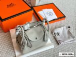 Hermès Mini Lindy Full-Grain Cowhide Crossbody Handbag - Image 12