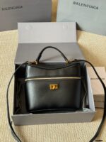 Balenciaga Rodeo Vanity Classic Black Metallic Logo Handbag/Crossbody Soft Leather With Generous Capacity