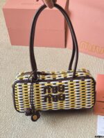 Miu Miu 25Ss Replica Woven Bowling Bag With Vintage Charms In Ultra-Soft Calfskin - Image 2