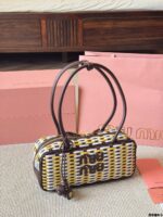 Miu Miu 25Ss Replica Woven Bowling Bag With Vintage Charms In Ultra-Soft Calfskin - Image 4