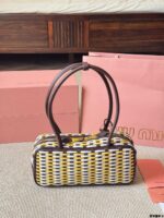 Miu Miu 25Ss Replica Woven Bowling Bag With Vintage Charms In Ultra-Soft Calfskin - Image 6