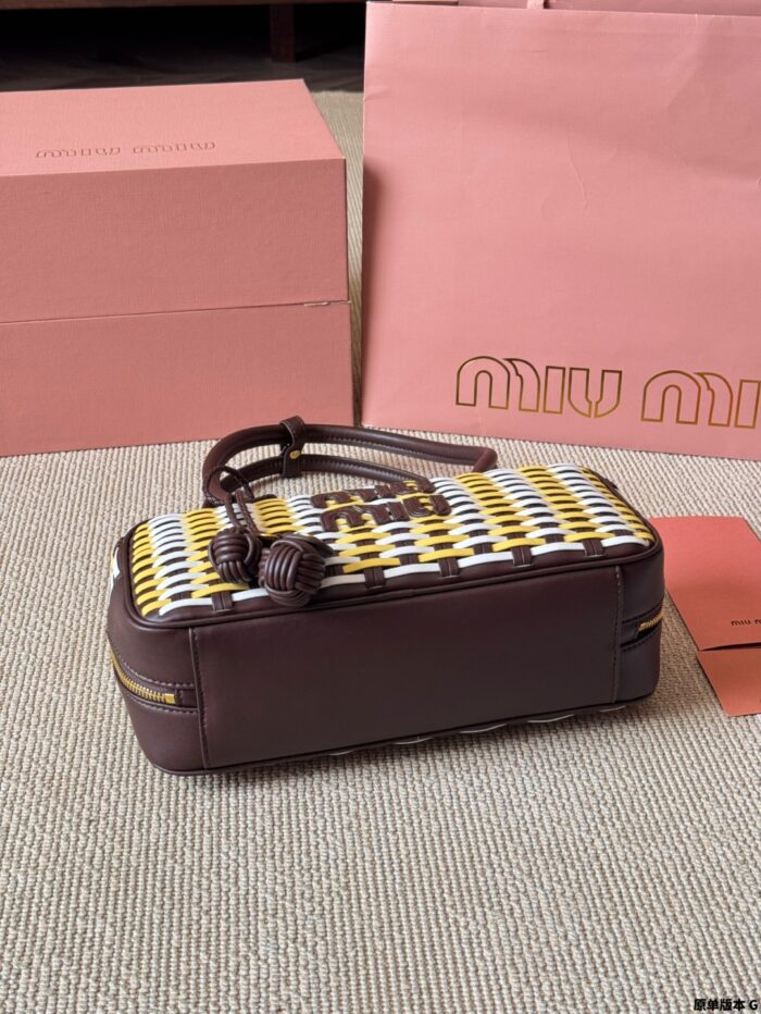 Miu Miu 25Ss Replica Woven Bowling Bag With Vintage Charms In Ultra-Soft Calfskin - Image 7