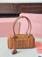 Miu Miu 25Ss Replica Woven Bowling Bag With Vintage Charms In Ultra-Soft Calfskin - Image 10