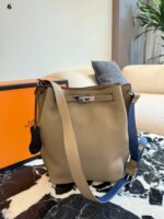 Hermès So Kelly Bucket Bag  Drawstring Pleats  Spacious Capacity  Translucent Midnight Blue - Image 2