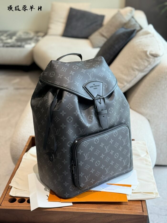 Louis Vuitton Black Monogram Double Drawstring Backpack Classic And Practical For Commuting And Travel - Image 8