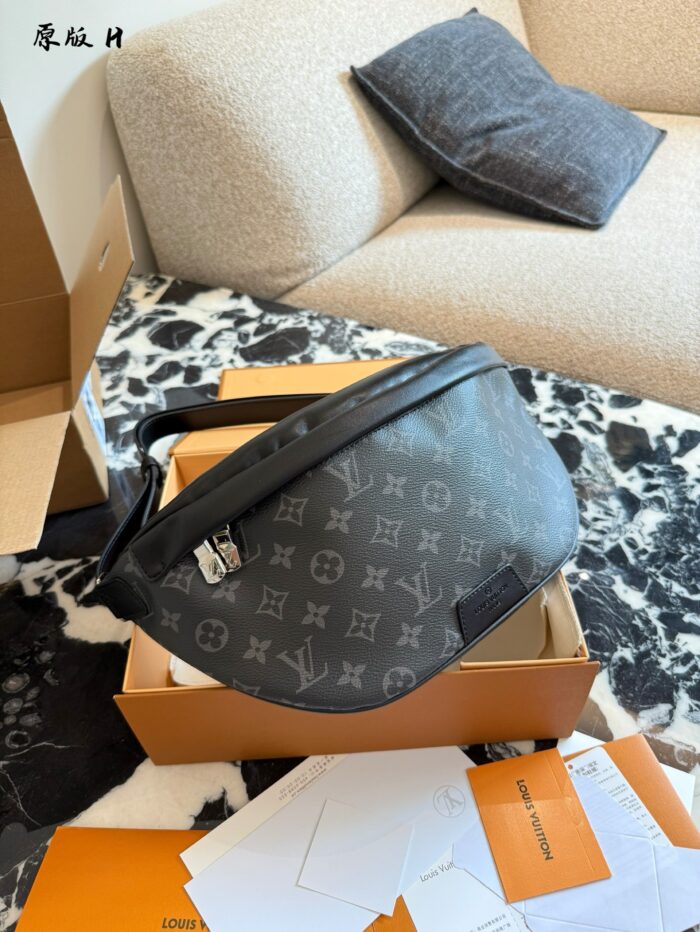 Louis Vuitton Discovery Waist Bag Monogram Eclipse Canvas Adjustable Strap Multiple Pockets - Image 2