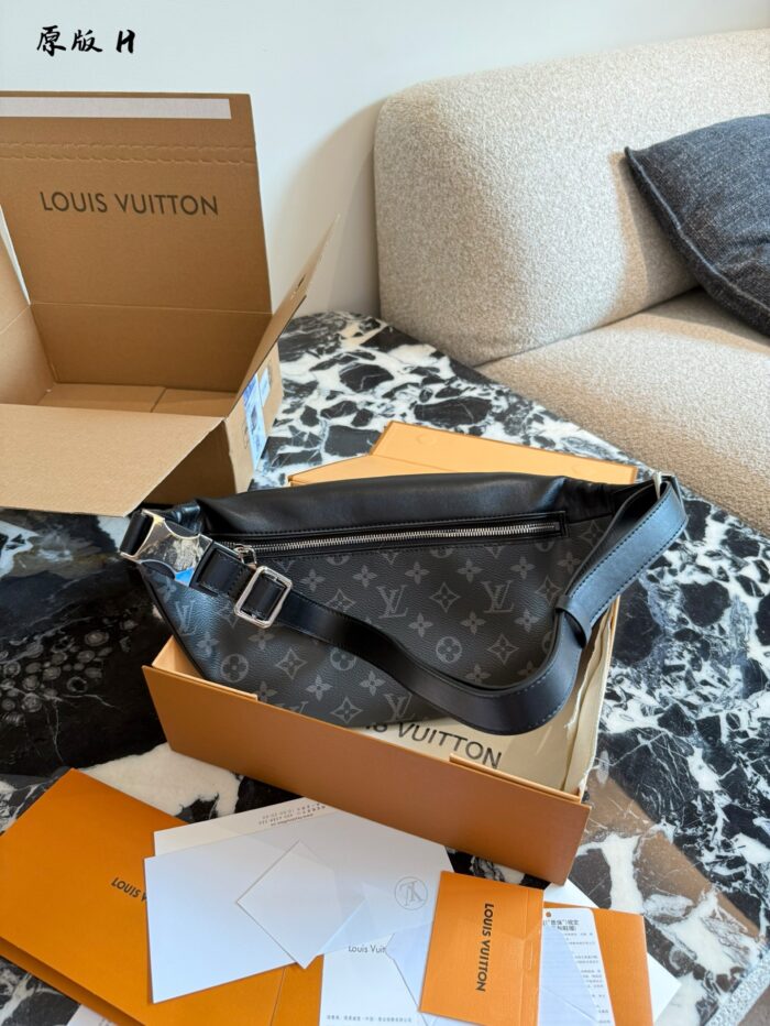 Louis Vuitton Discovery Waist Bag Monogram Eclipse Canvas Adjustable Strap Multiple Pockets - Image 4