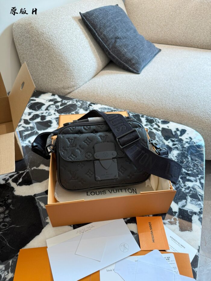 Louis Vuitton S-Lock Series Men'S Monogram Calfskin Embossed Messenger Bag Stylish And Practical - Image 1