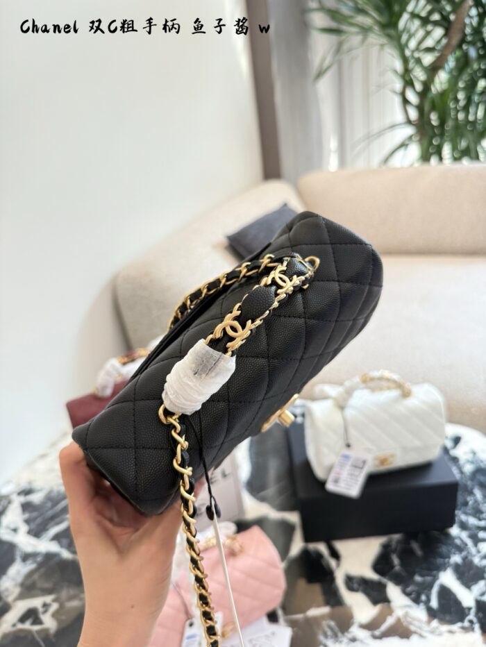 Chanel 25B Calfskin Cf Handle Double C Pendant Handle Bag - Image 6