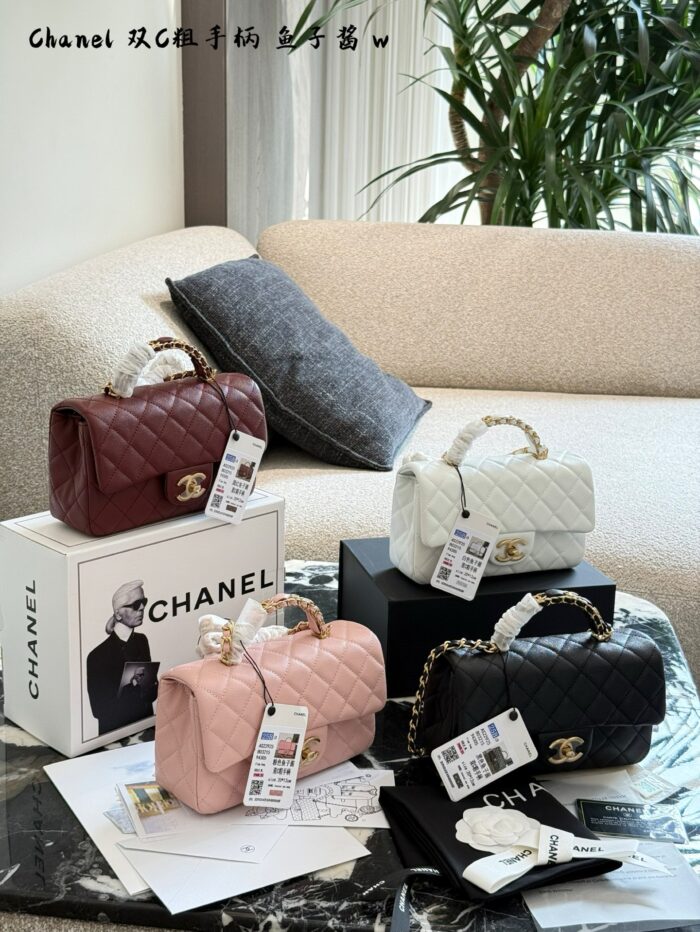 Chanel 25B Calfskin Cf Handle Double C Pendant Handle Bag - Image 9