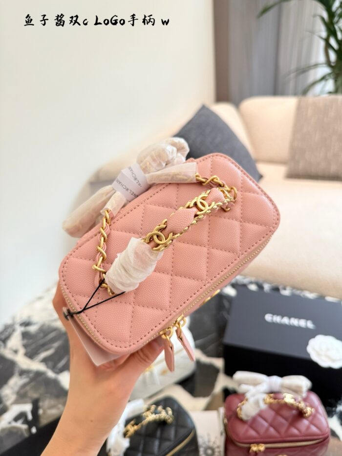 Chanel 25B Double C Handle Lychee Leather Long Box Bag - Image 2