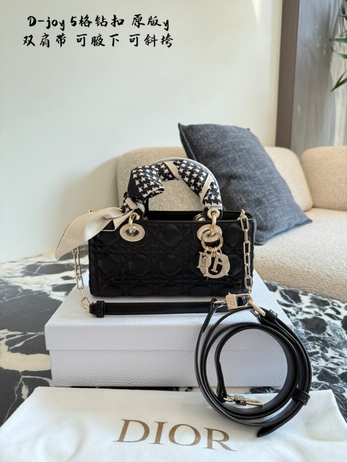 Dior D-Joy 5-Compartment Buckle Crossbody Bag With Dual Straps, Wearable Underarm. Black – Universally Flattering. - Image 1