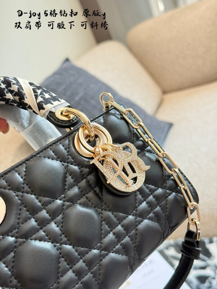 Dior D-Joy 5-Compartment Buckle Crossbody Bag With Dual Straps, Wearable Underarm. Black – Universally Flattering. - Image 4