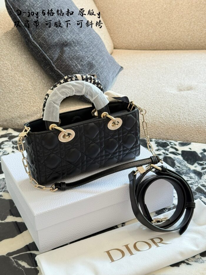 Dior D-Joy 5-Compartment Buckle Crossbody Bag With Dual Straps, Wearable Underarm. Black – Universally Flattering. - Image 7