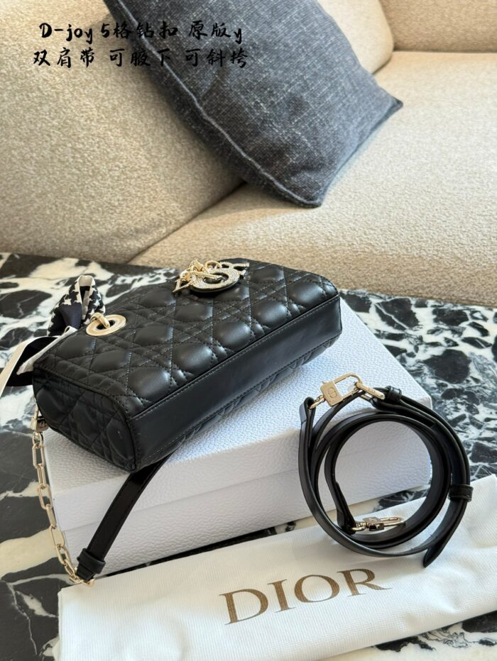 Dior D-Joy 5-Compartment Buckle Crossbody Bag With Dual Straps, Wearable Underarm. Black – Universally Flattering. - Image 9