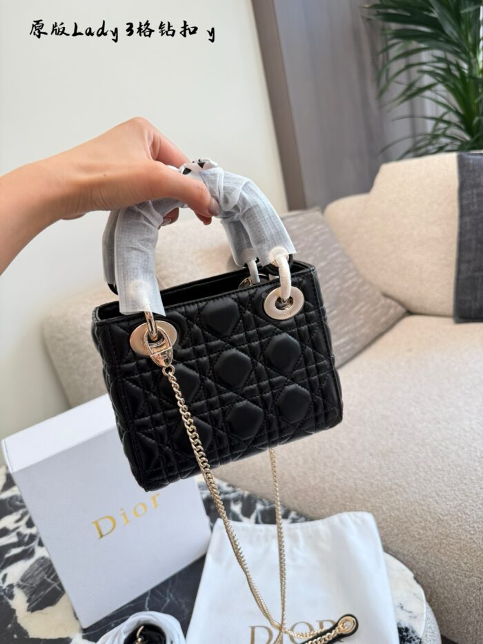 Dior Lady Classic Series Lambskin Mini Size Lady Dior Bag - Four Compartments - Elegant And Versatile - Image 6