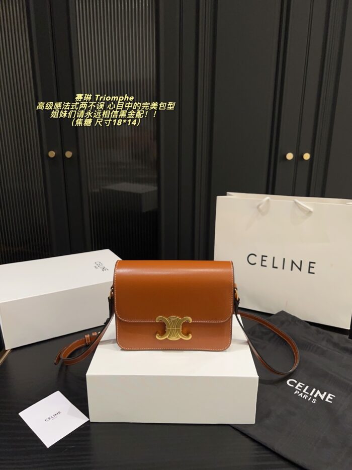 Celine Triomphe Black Gold Triomphe Bag Timeless Appeal Multiple Compartments Effortlessly Chic And Versatile - Image 6