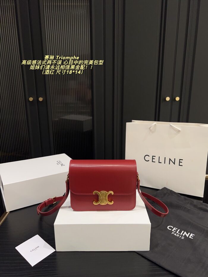 Celine Triomphe Black Gold Triomphe Bag Timeless Appeal Multiple Compartments Effortlessly Chic And Versatile - Image 9