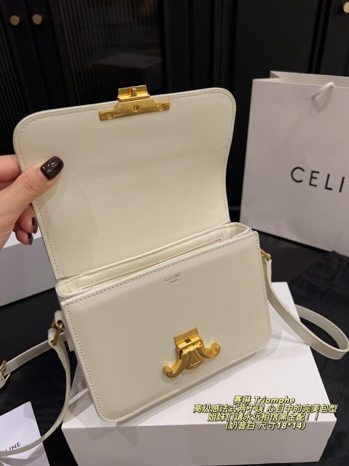 Celine Triomphe Black Gold Triomphe Bag Timeless Elegance, Versatile Sophistication - Image 9