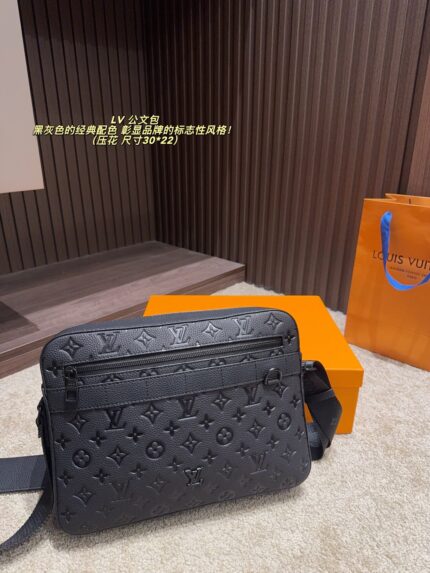 Louis Vuitton Briefcase Black And Grey Classic Colour Scheme Subtle Embossed Logo Detailing Solid And Dignified Fashionable And Elegant