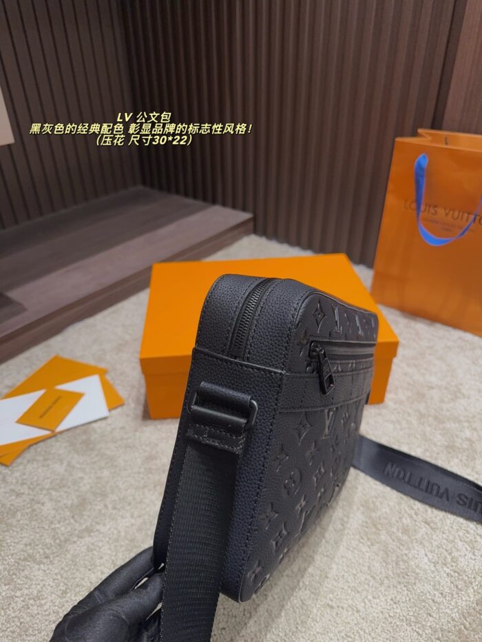 Louis Vuitton Briefcase Black And Grey Classic Colour Scheme Subtle Embossed Logo Detailing Solid And Dignified Fashionable And Elegant - Image 4