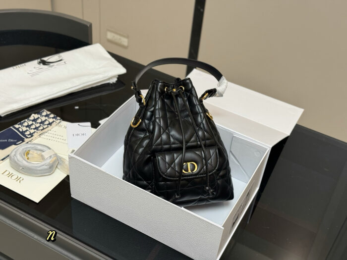 Dior Caro Bucket Bag Diamond Quilting Cd Clasp Adjustable Shoulder Strap Compact And Lightweight - Image 1