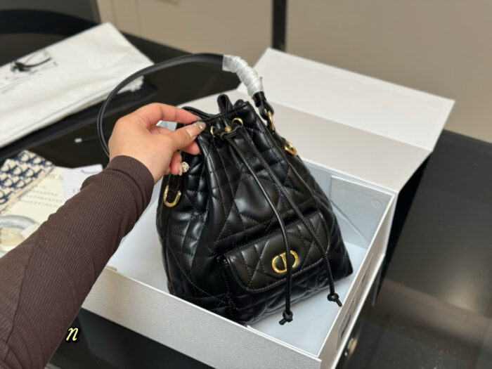 Dior Caro Bucket Bag Diamond Quilting Cd Clasp Adjustable Shoulder Strap Compact And Lightweight - Image 2