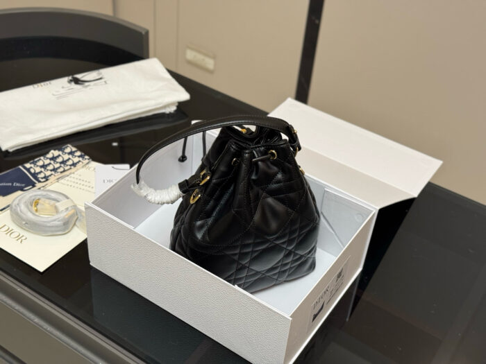 Dior Caro Bucket Bag Diamond Quilting Cd Clasp Adjustable Shoulder Strap Compact And Lightweight - Image 8
