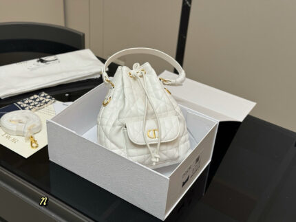 Dior Caro Bucket Bag Diamond Quilting Adjustable Shoulder Strap Compact And Lightweight