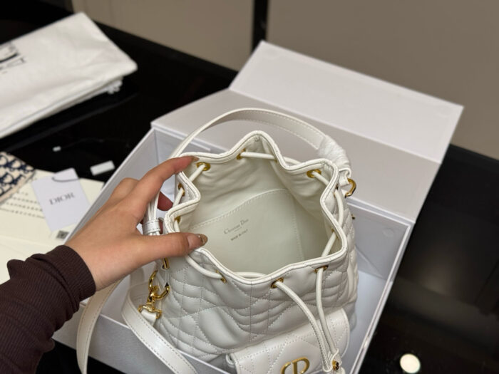 Dior Caro Bucket Bag Diamond Quilting Adjustable Shoulder Strap Compact And Lightweight - Image 4
