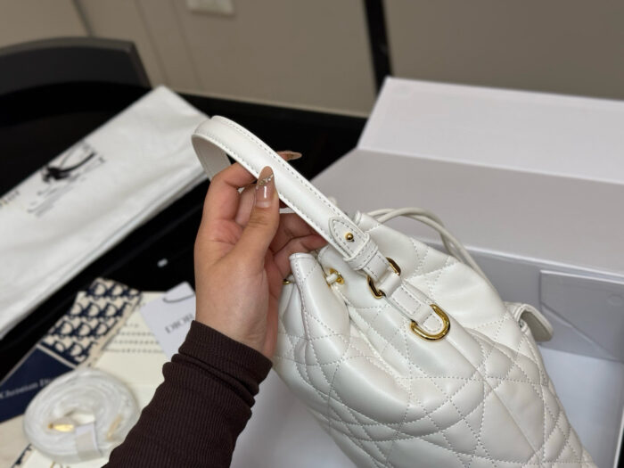 Dior Caro Bucket Bag Diamond Quilting Adjustable Shoulder Strap Compact And Lightweight - Image 7
