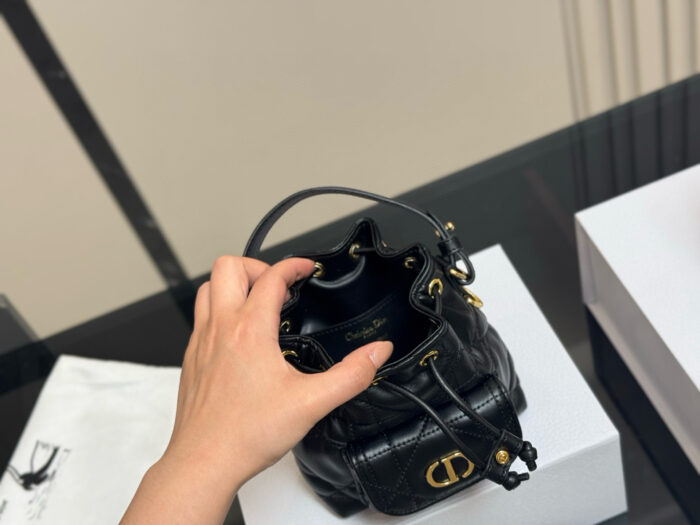 Dior Caro Exquisite Bucket Bag Compact And Lightweight Adjustable Shoulder Strap Lady-Like - Image 4