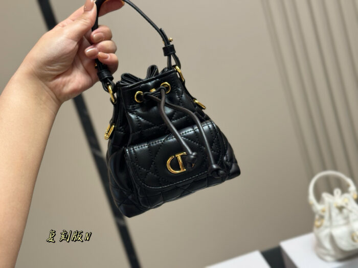 Dior Caro Exquisite Bucket Bag Compact And Lightweight Adjustable Shoulder Strap Lady-Like - Image 9