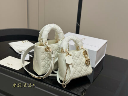 Dior Lady Dior Patent Leather Quilted Handbag & Crossbody Bag - Premium Quality Upgrade