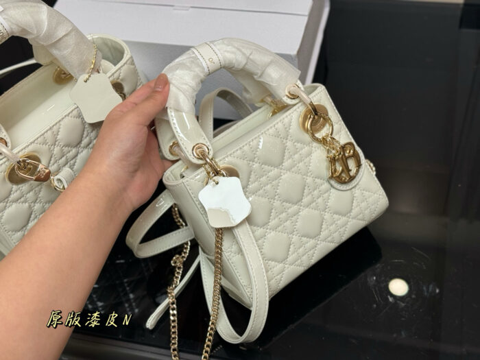 Dior Lady Dior Patent Leather Quilted Handbag & Crossbody Bag - Premium Quality Upgrade - Image 2