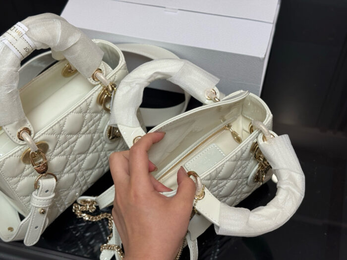 Dior Lady Dior Patent Leather Quilted Handbag & Crossbody Bag - Premium Quality Upgrade - Image 4